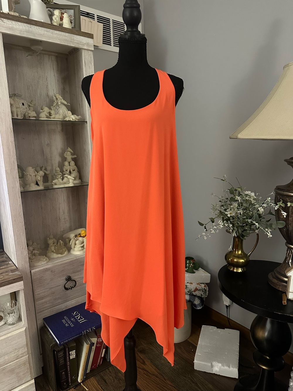 Max & Cleo Vibrant Orange Sleeveless Asymmetrical Dress